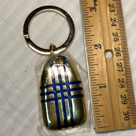 NEW BURBERRY Gold/Blue Enamel Check Key FOB/Key Chain🔥Textured🔥sealed🔥Great🎁 - Picture 10 of 13
